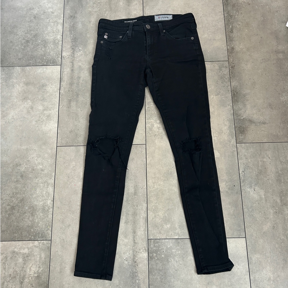 AG the legging ankle jeans black skinny ankle distressed 26R